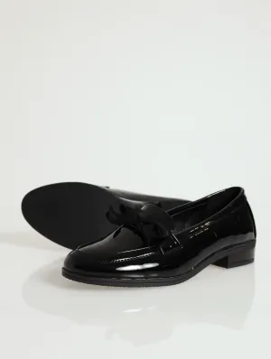 Patent Bow Detail Loafer - Black