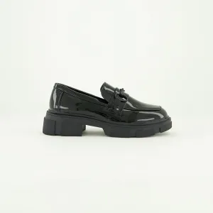 Patent High Loafer Shoe.Matte Black Trim.