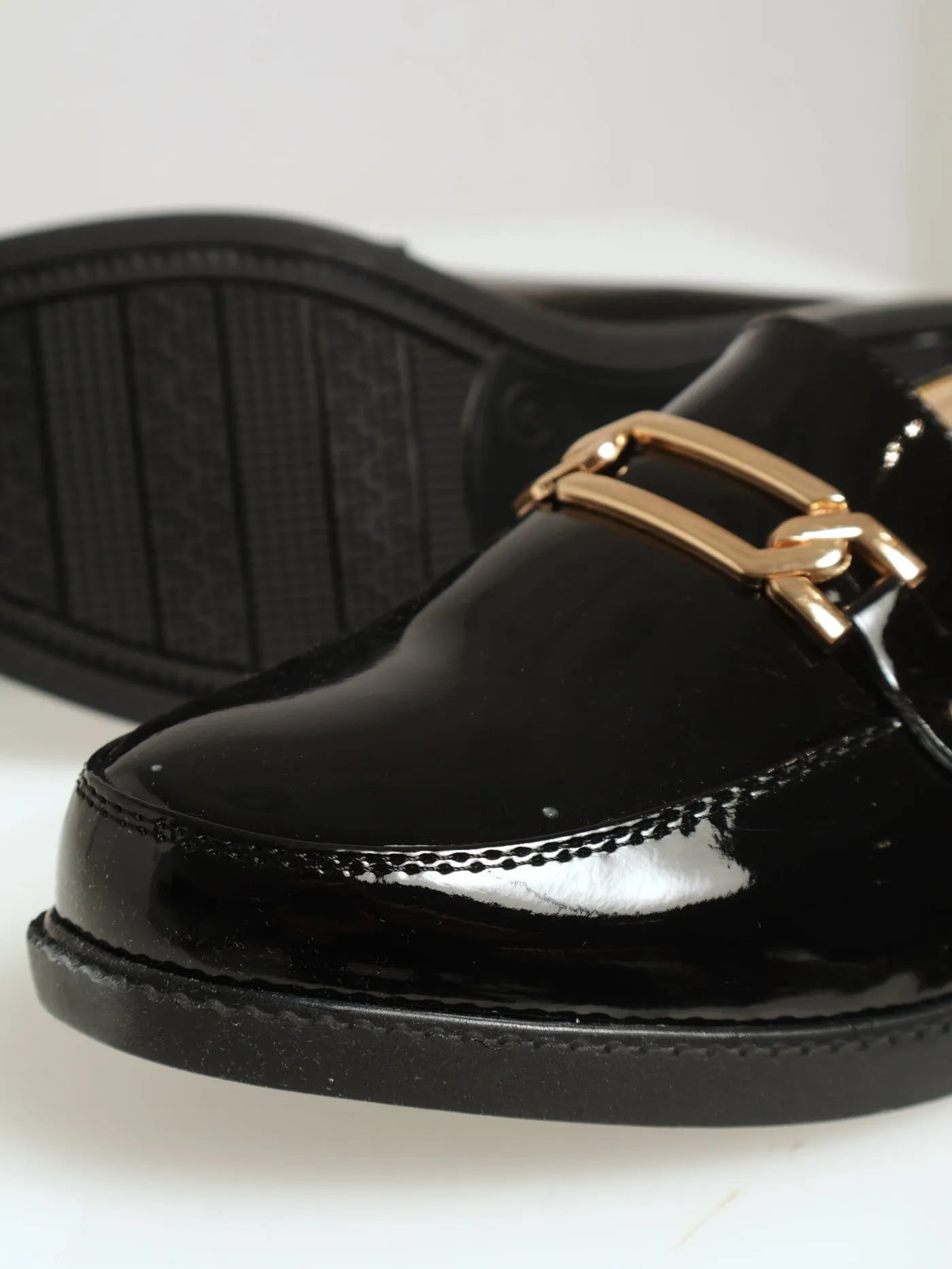 Patent Trim Loafer - Black