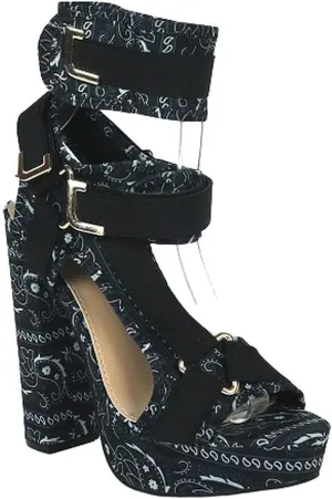 PAZZLE KEANDRA-07B Women's Chunky Platform Heels Open Toe Strappy Buckle High Heel Sandals