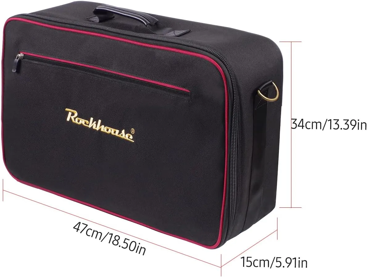 Pedal Board Carrying Bag Effect Pedal Bag Guitar Pedal Board Carry Bag Oxford Cloth Portable Zipper Handbag Shoulder Bag with Detachable Strap (Black)