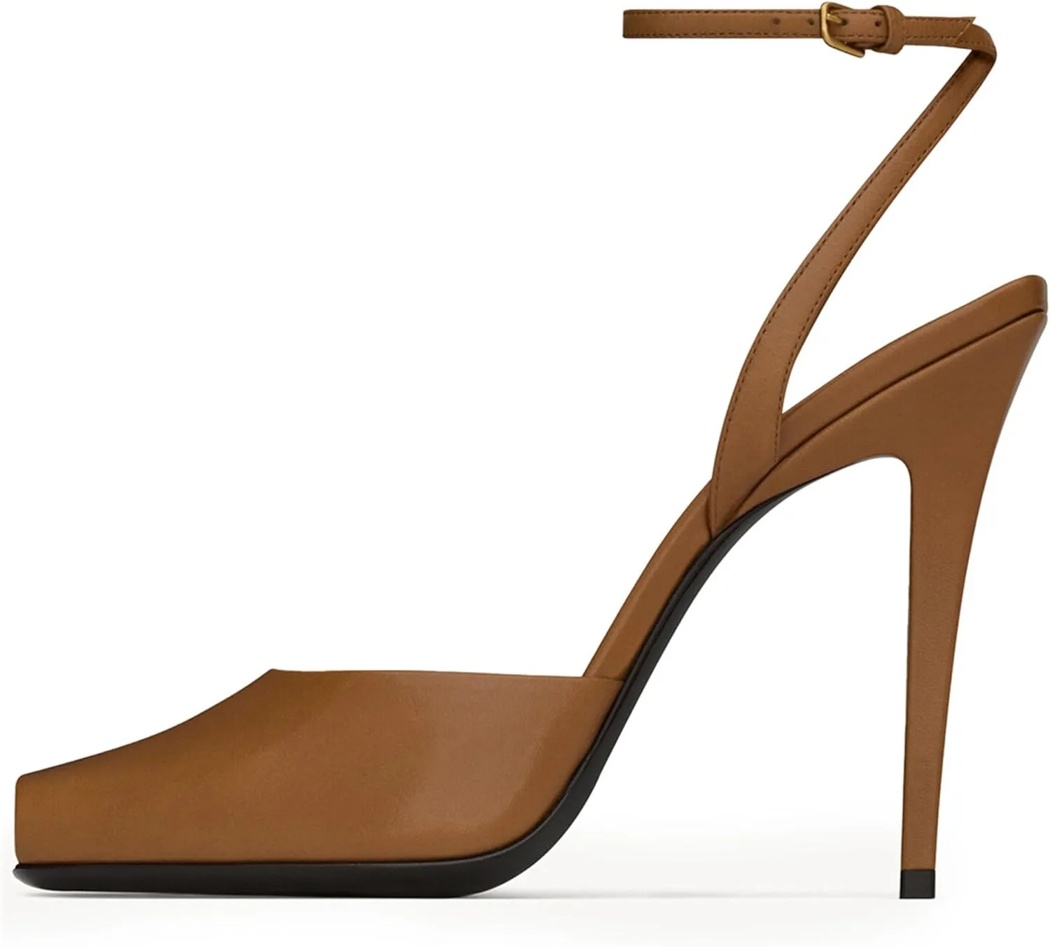 Peep Square Toe Heel Sandals for Women Backless Buckle Ankle Strap Stiletto High Heels Open-Toe Single Wedding Party Office Clubbing Work Courts Comfort