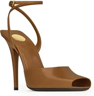 Peep Square Toe Heel Sandals for Women Backless Buckle Ankle Strap Stiletto High Heels Open-Toe Single Wedding Party Office Clubbing Work Courts Comfort