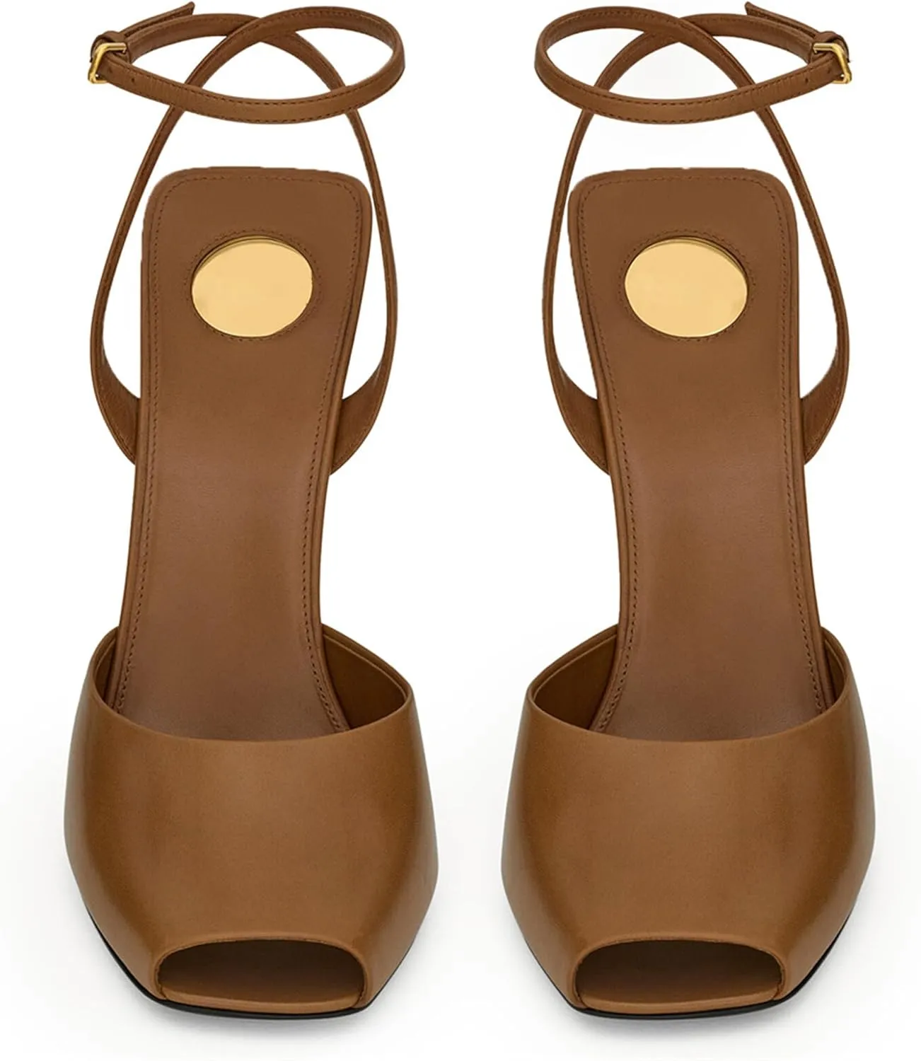 Peep Square Toe Heel Sandals for Women Backless Buckle Ankle Strap Stiletto High Heels Open-Toe Single Wedding Party Office Clubbing Work Courts Comfort