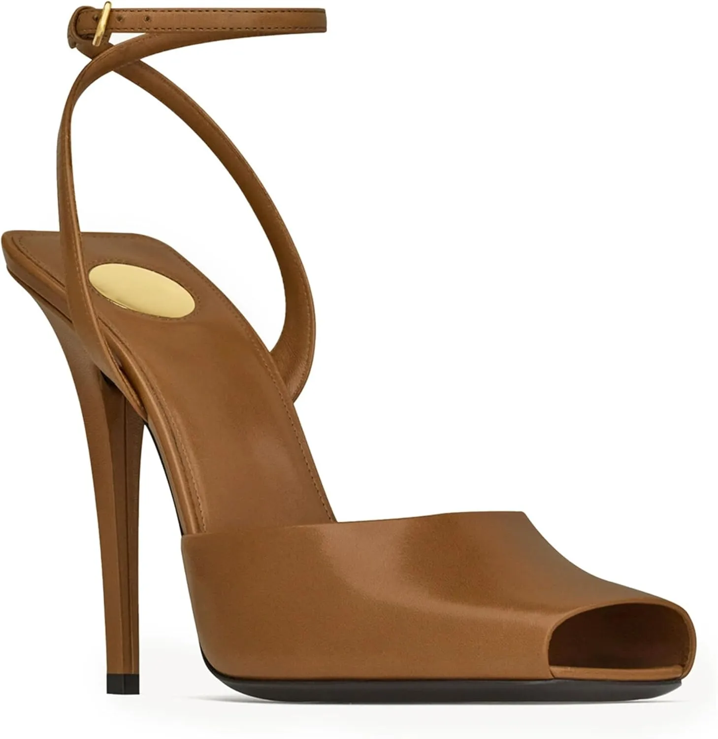 Peep Square Toe Heel Sandals for Women Backless Buckle Ankle Strap Stiletto High Heels Open-Toe Single Wedding Party Office Clubbing Work Courts Comfort