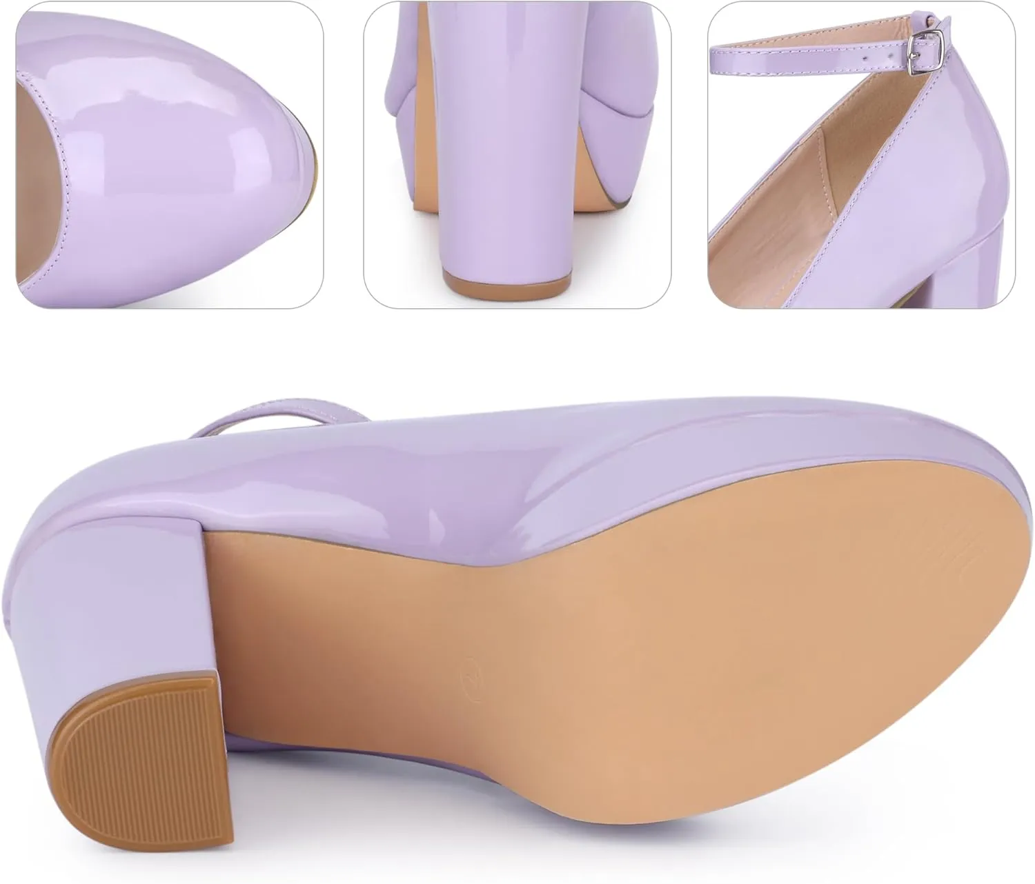 Perphy Ankle Strap Platform Chunky Heels Mary Jane Pumps for Women