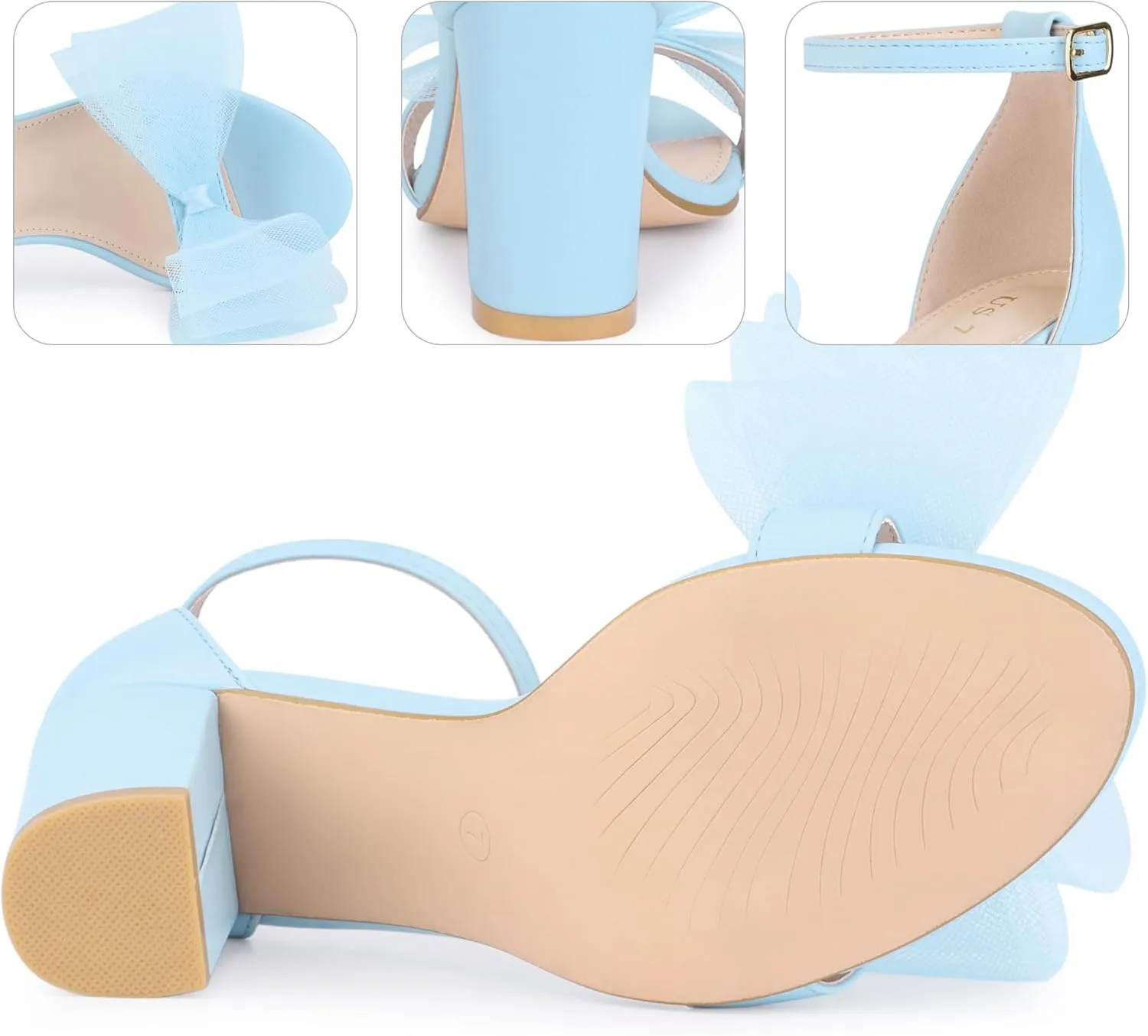 Perphy Bow Tie Ankle Strap Chunky High Heels Sandals for Women