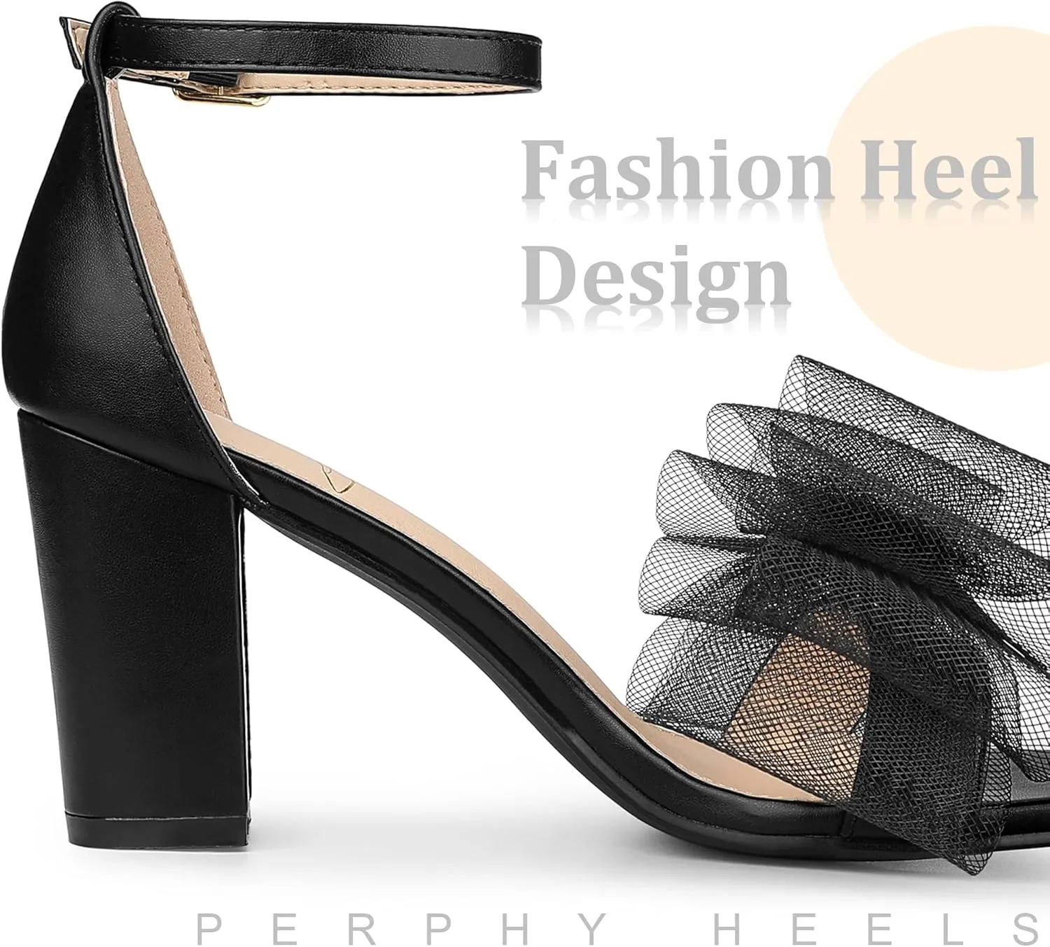 Perphy Bow Tie Ankle Strap Chunky High Heels Sandals for Women