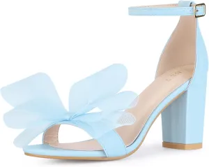Perphy Bow Tie Ankle Strap Chunky High Heels Sandals for Women