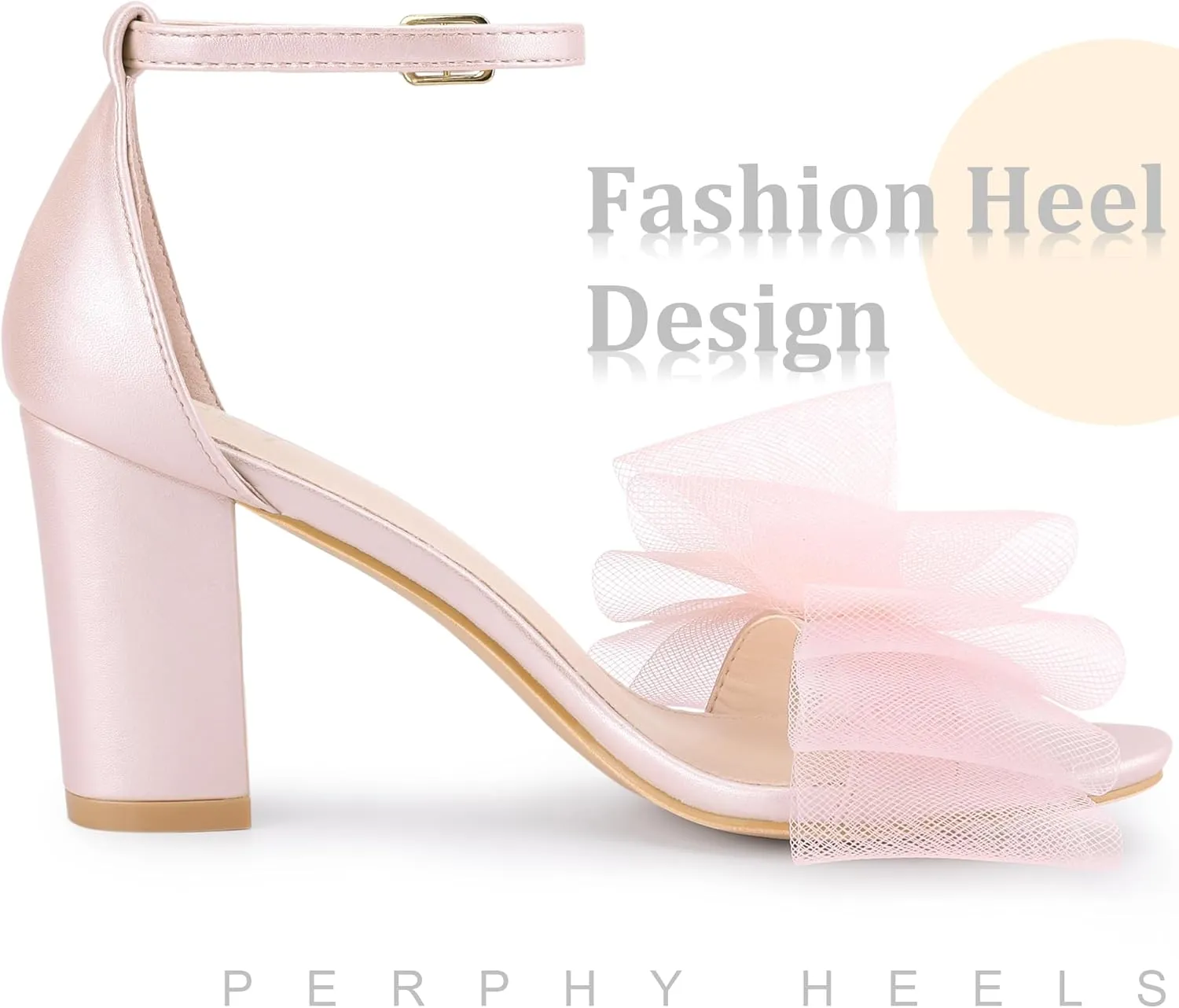 Perphy Bow Tie Ankle Strap Chunky High Heels Sandals for Women