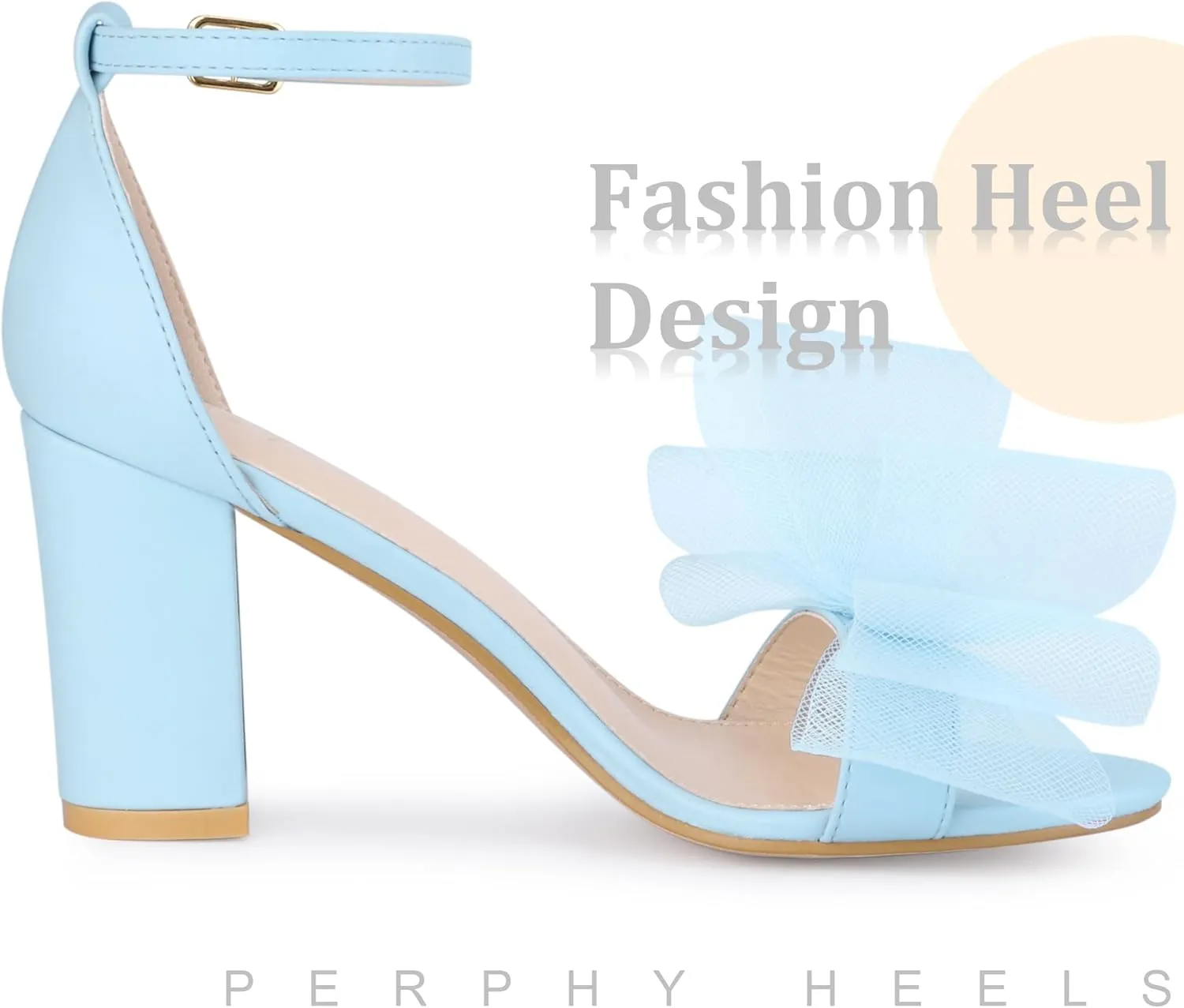 Perphy Bow Tie Ankle Strap Chunky High Heels Sandals for Women