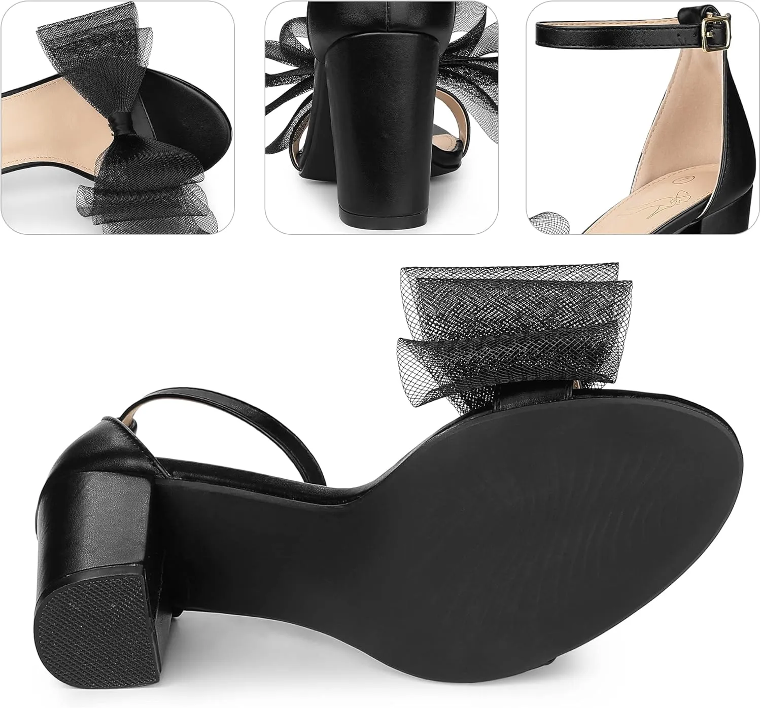 Perphy Bow Tie Ankle Strap Chunky High Heels Sandals for Women