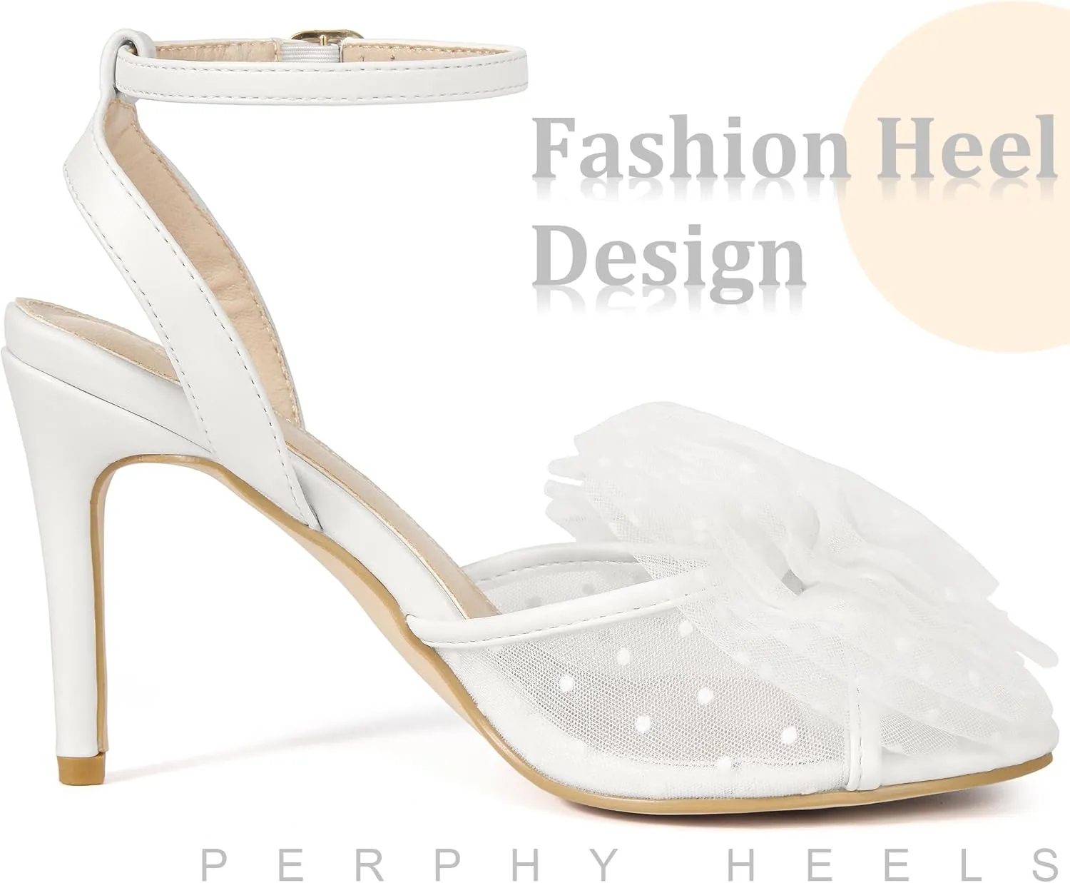 Perphy Bridal Heel Slingback Stiletto Heels Bow Wedding Shoes for Women