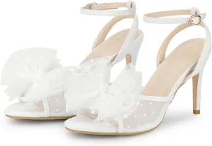 Perphy Bridal Heel Slingback Stiletto Heels Bow Wedding Shoes for Women