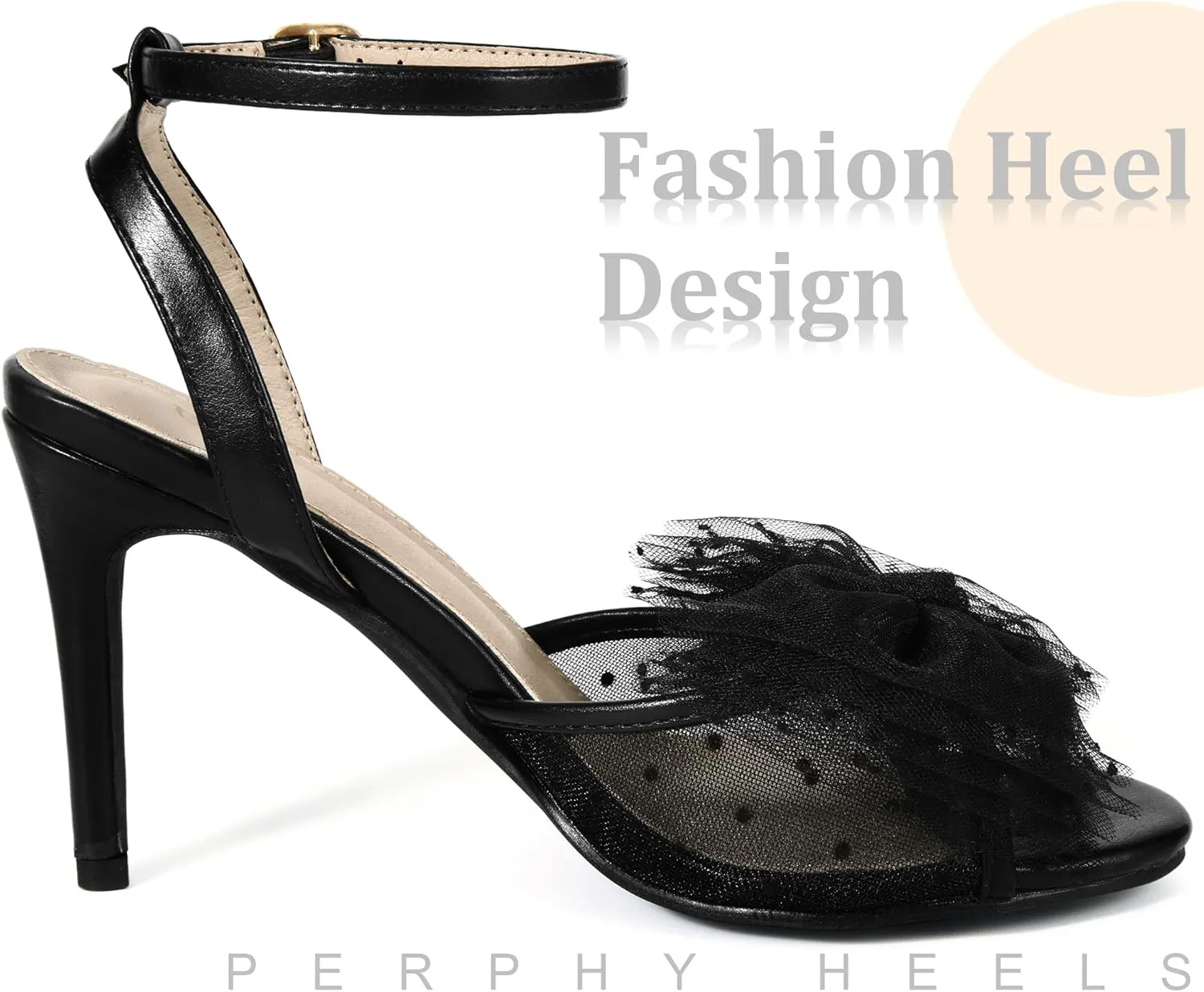 Perphy Bridal Heel Slingback Stiletto Heels Bow Wedding Shoes for Women