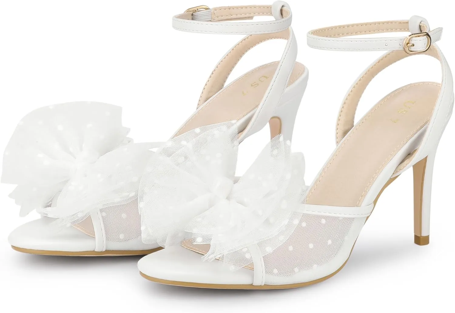 Perphy Bridal Heel Slingback Stiletto Heels Bow Wedding Shoes for Women