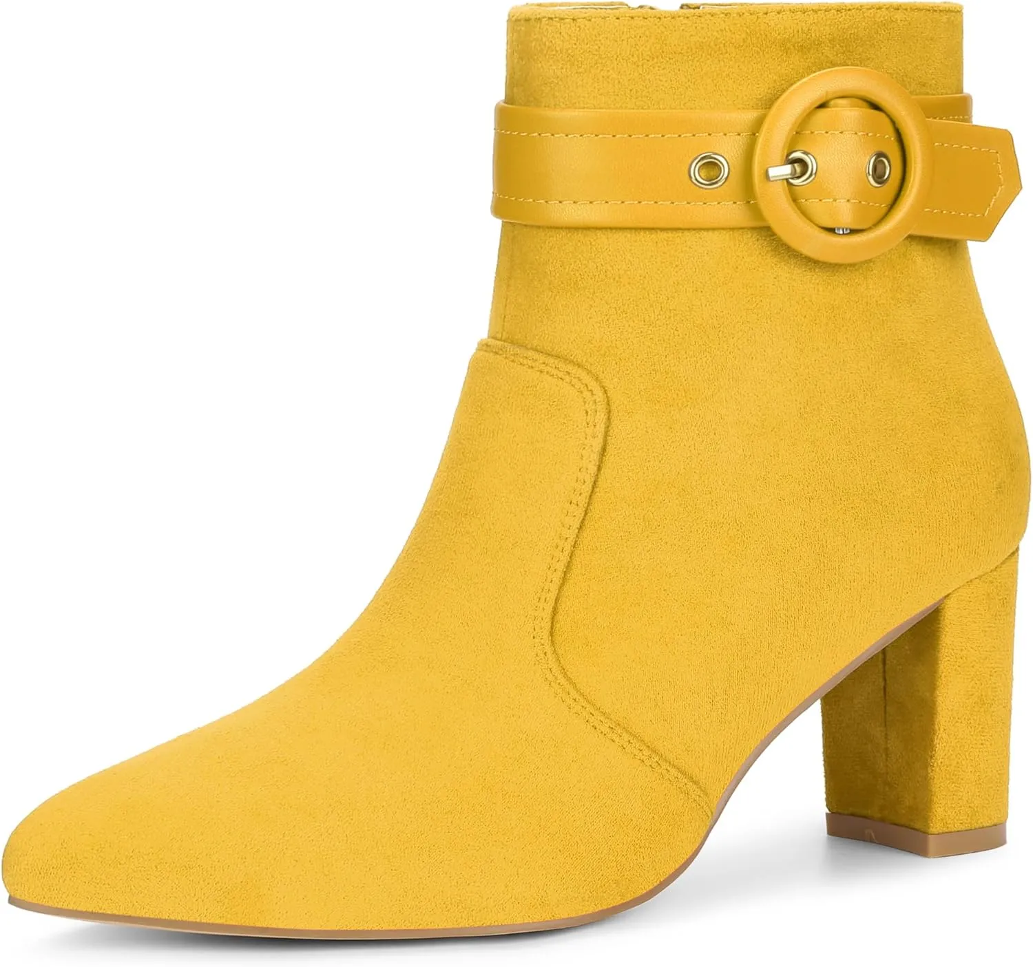 Perphy Buckle Ankle Boot Pointed Toe Chunky Heel Boots for Women