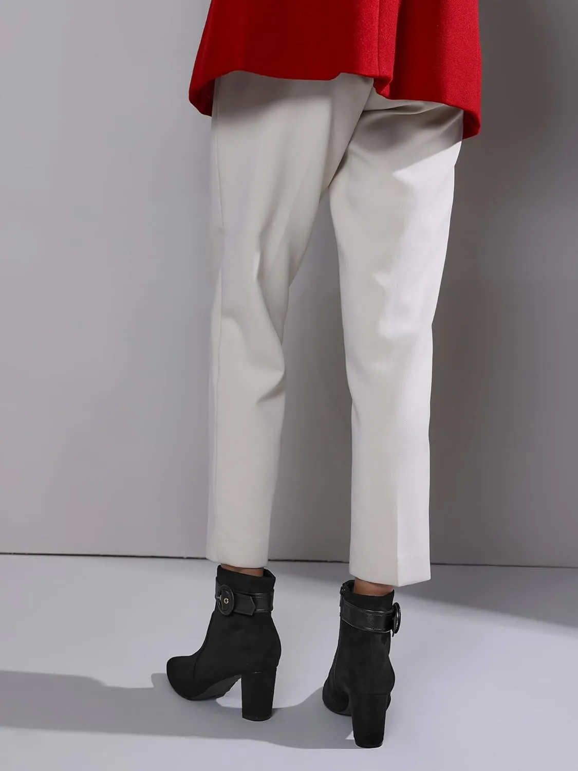 Perphy Buckle Ankle Boot Pointed Toe Chunky Heel Boots for Women