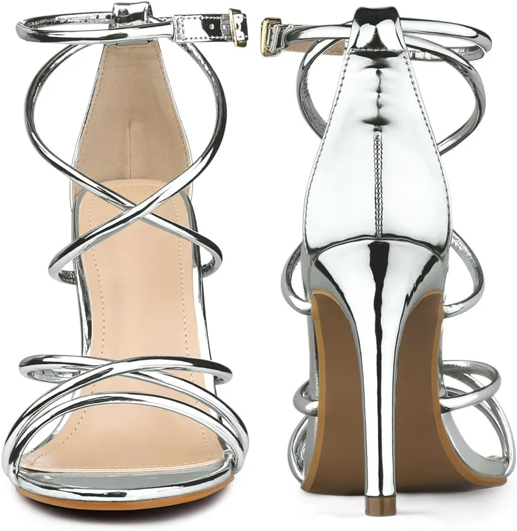 Perphy Crisscross Strappy Open Toe Stiletto Heel Sandals for Women