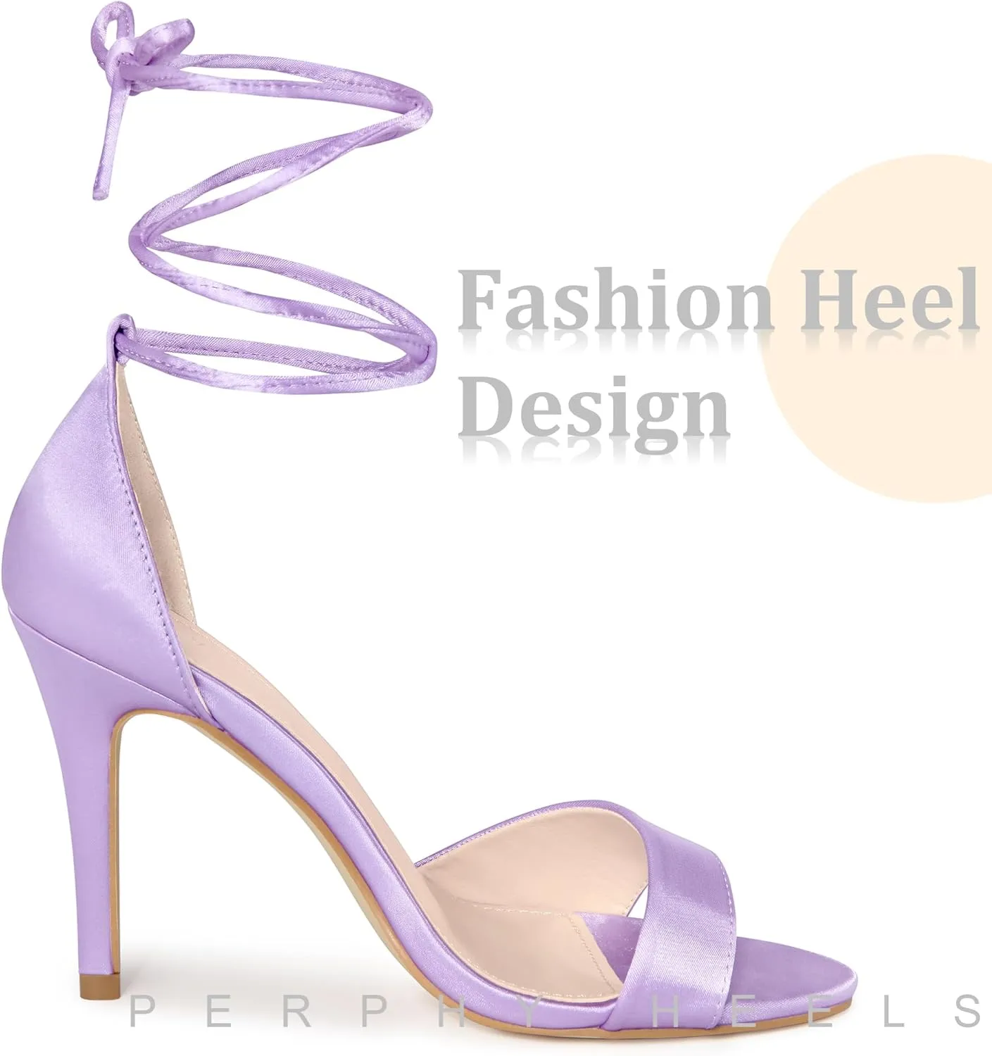 Perphy Lace Up Satin Heel Stiletto Heel Sandals for Women