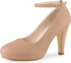 Perphy Mary Jane Platform Ankle Strap Stiletto Heel Pumps for Women