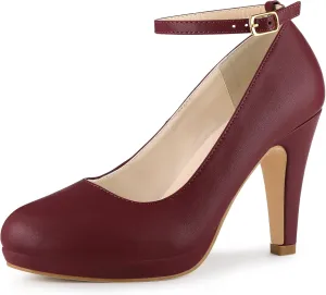 Perphy Mary Jane Platform Ankle Strap Stiletto Heel Pumps for Women