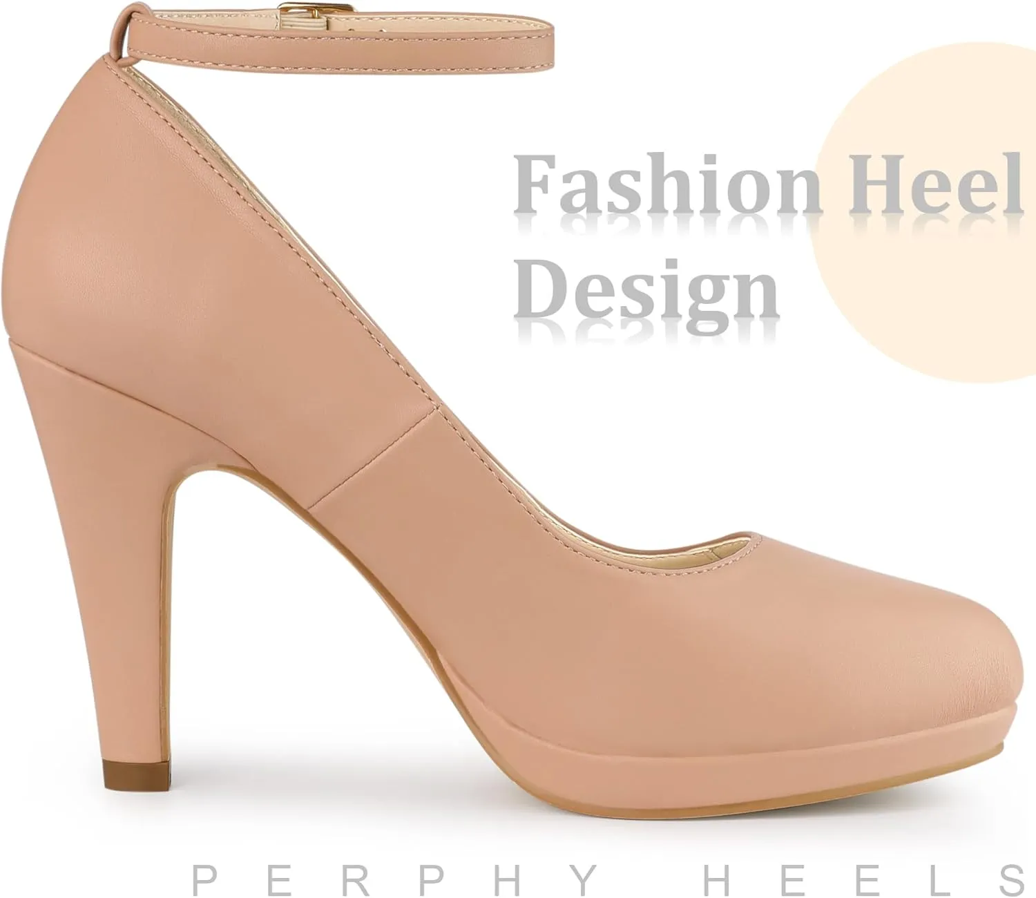 Perphy Mary Jane Platform Ankle Strap Stiletto Heel Pumps for Women