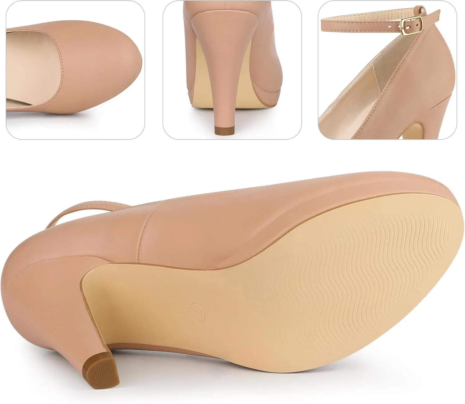 Perphy Mary Jane Platform Ankle Strap Stiletto Heel Pumps for Women