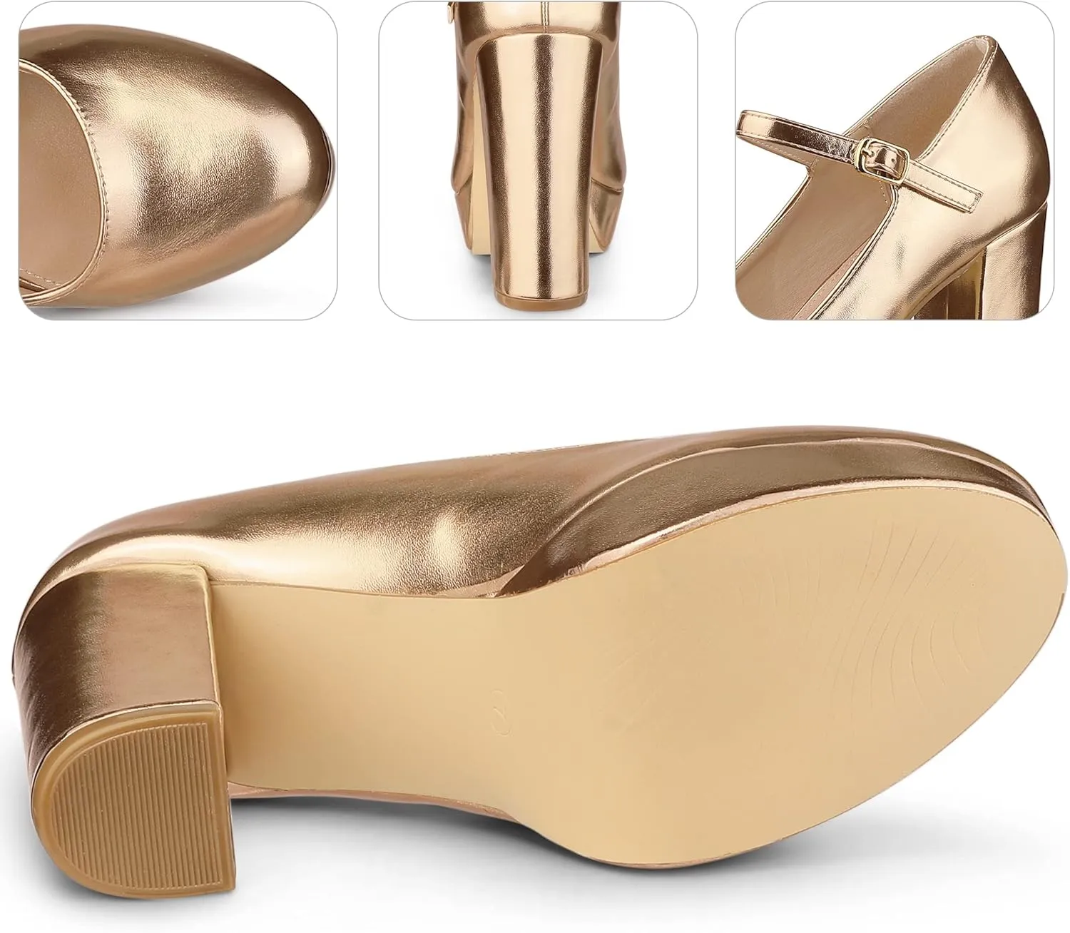 Perphy Platform Ankle Strap Chunky Heels Mary Janes Pumps for Women