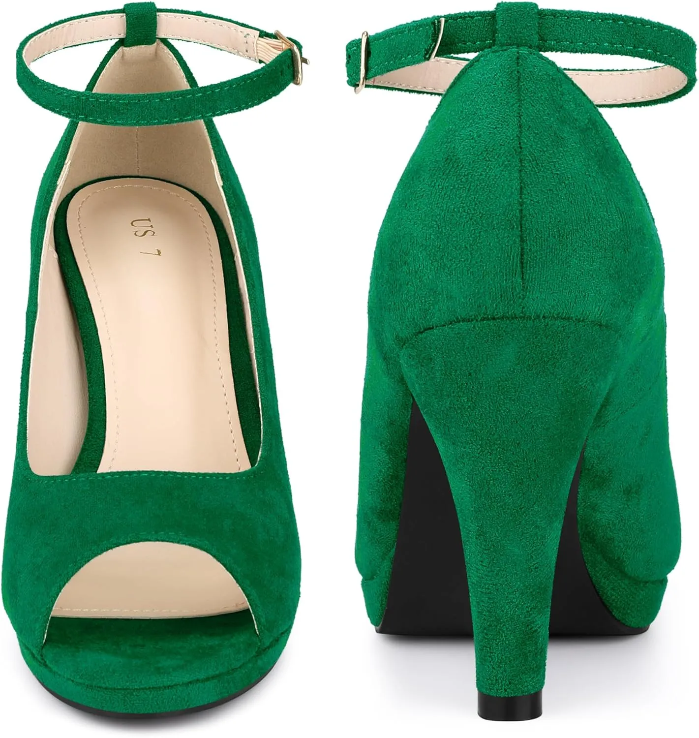 Perphy Platform Peep Toe Ankle Strap Stiletto Heel Dress Pumps Shoes for Women