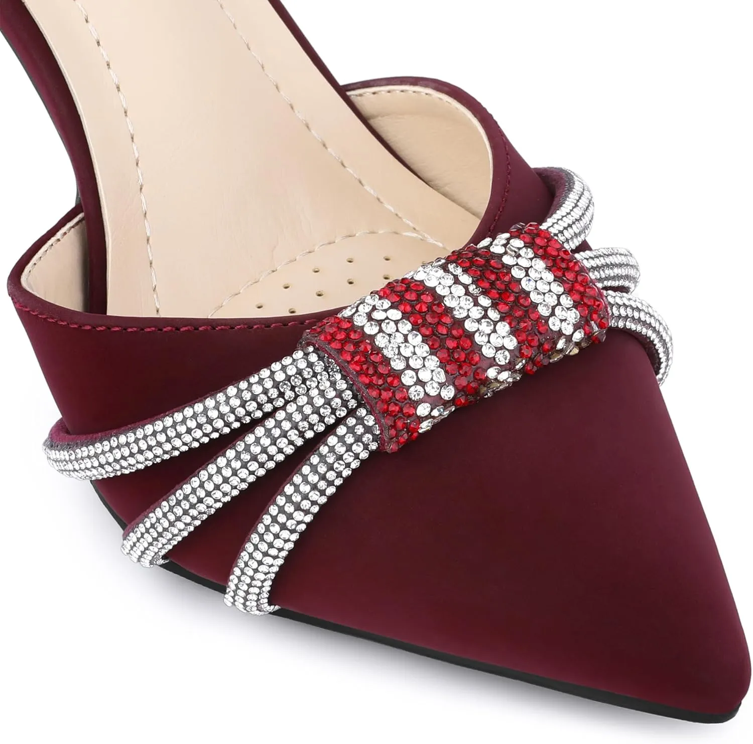 Perphy Pointed Toe Ankle Strap Rhinestone Stiletto High Heel Pumps for Women