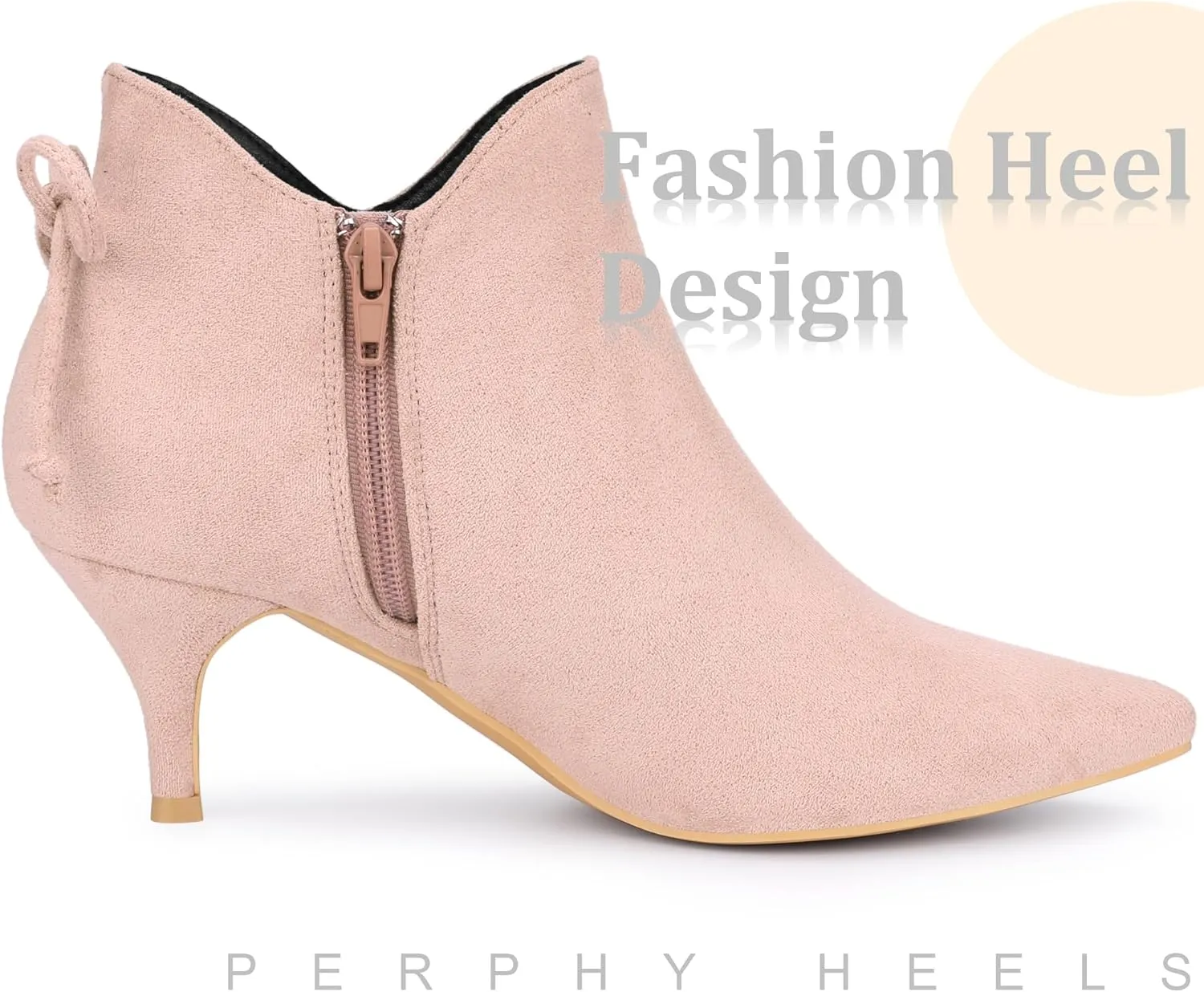 Perphy Pointed Toe Bow Kitten Heel Ankle Booties for Women