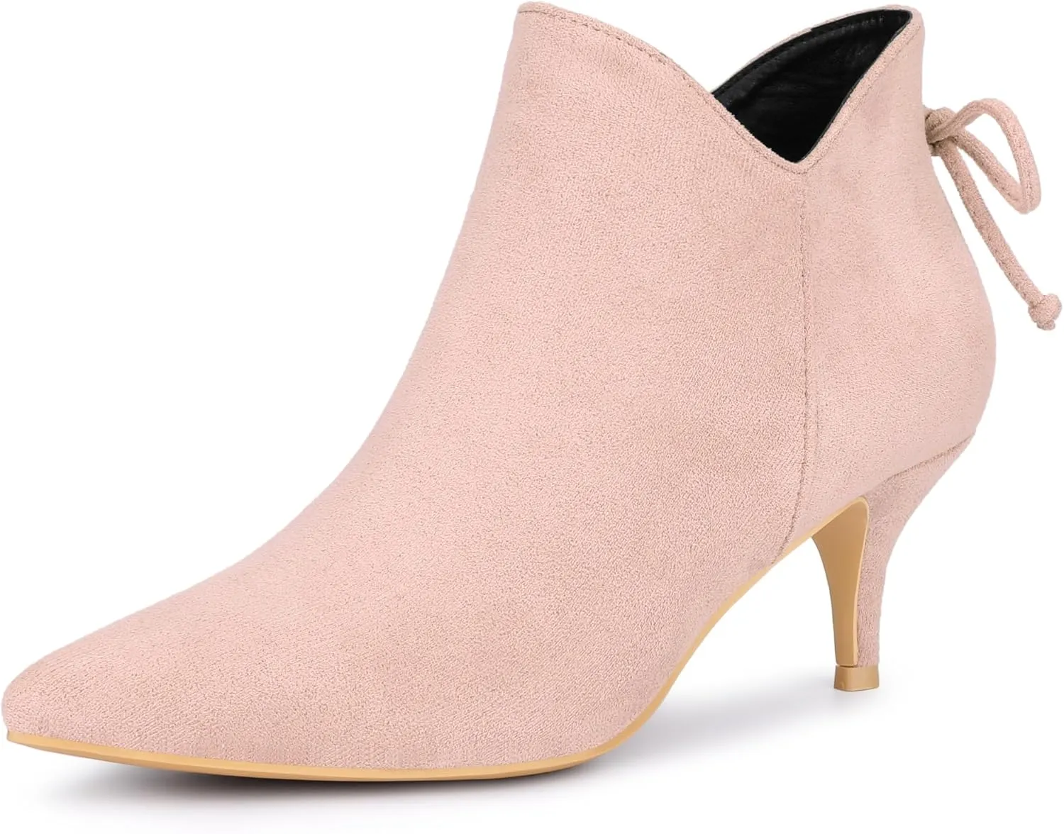 Perphy Pointed Toe Bow Kitten Heel Ankle Booties for Women