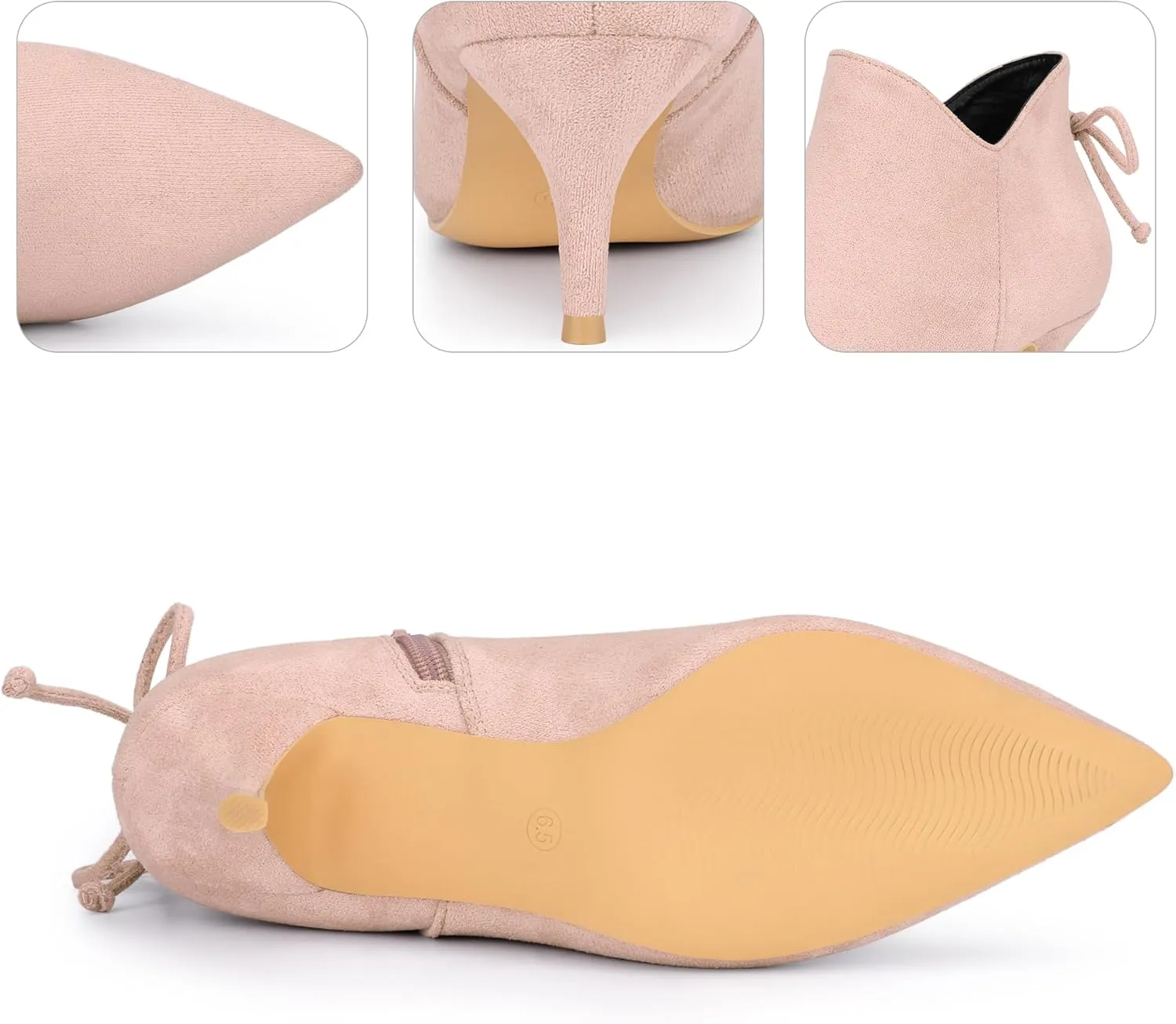 Perphy Pointed Toe Bow Kitten Heel Ankle Booties for Women