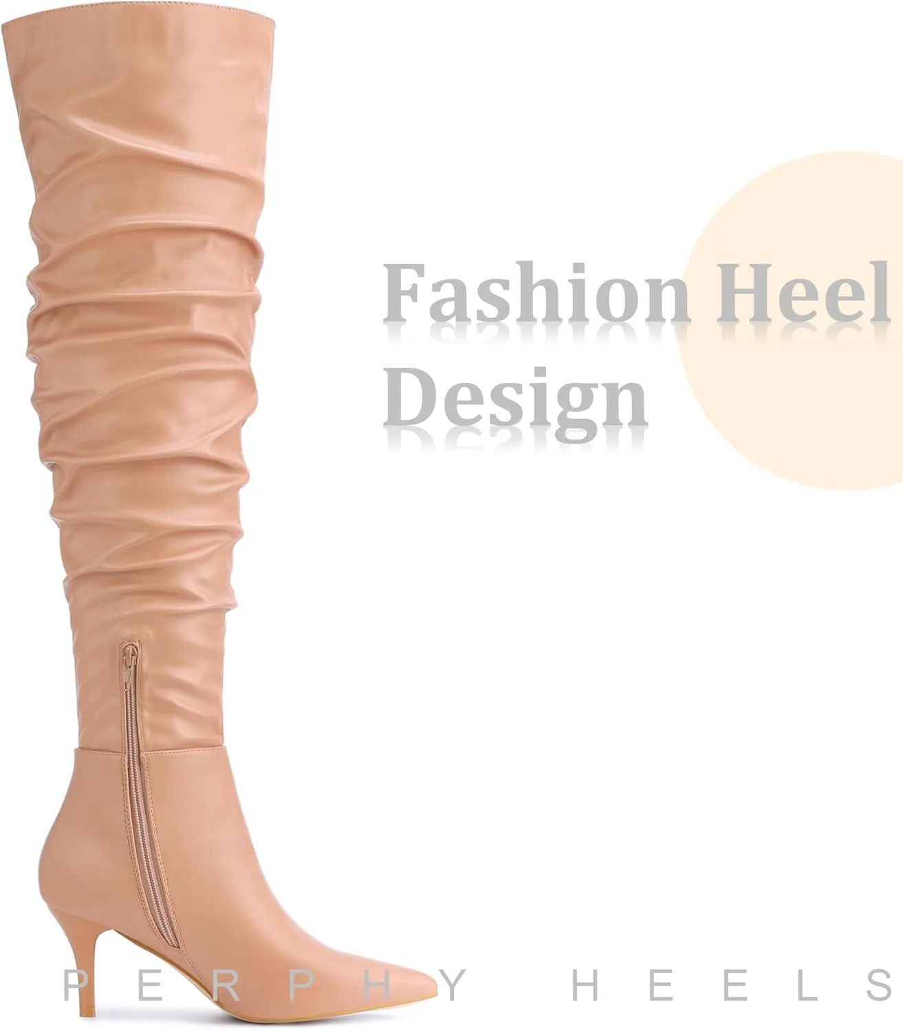 Perphy Pointed Toe Slouches Stiletto Heels Over the Knee High Boots for Women