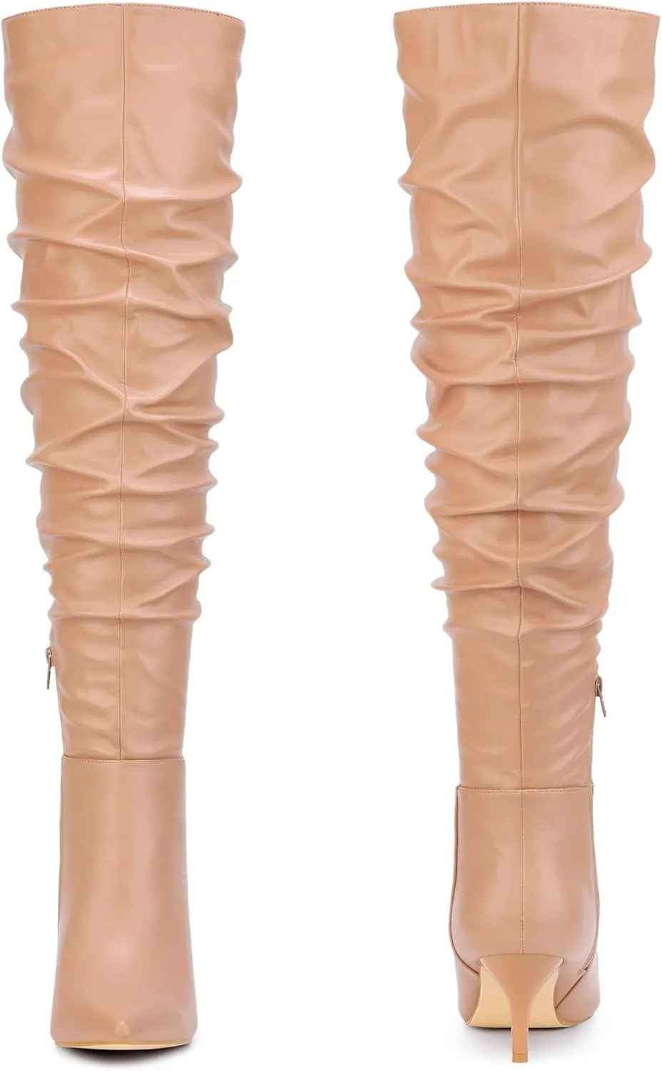 Perphy Pointed Toe Slouches Stiletto Heels Over the Knee High Boots for Women