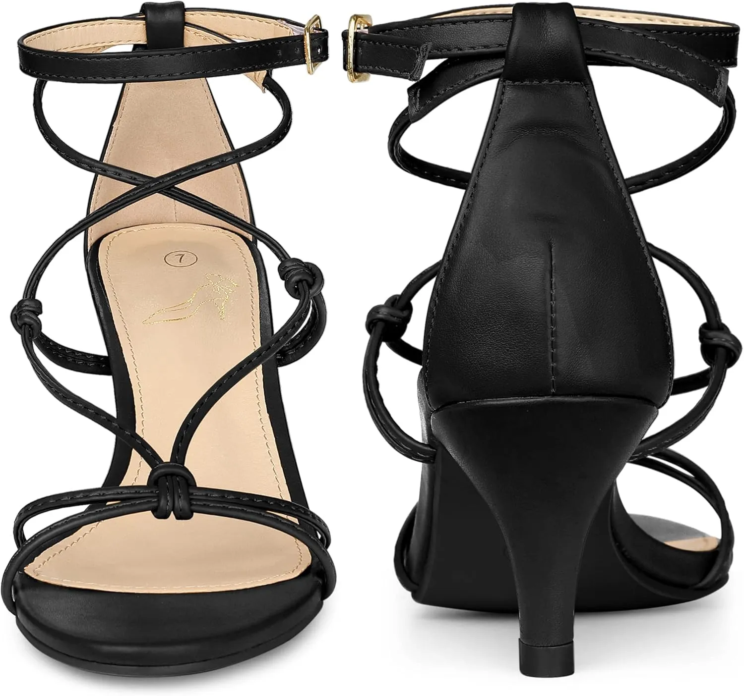 Perphy Strappy Knot Ankle Strap Kitten Heels Sandals for Women