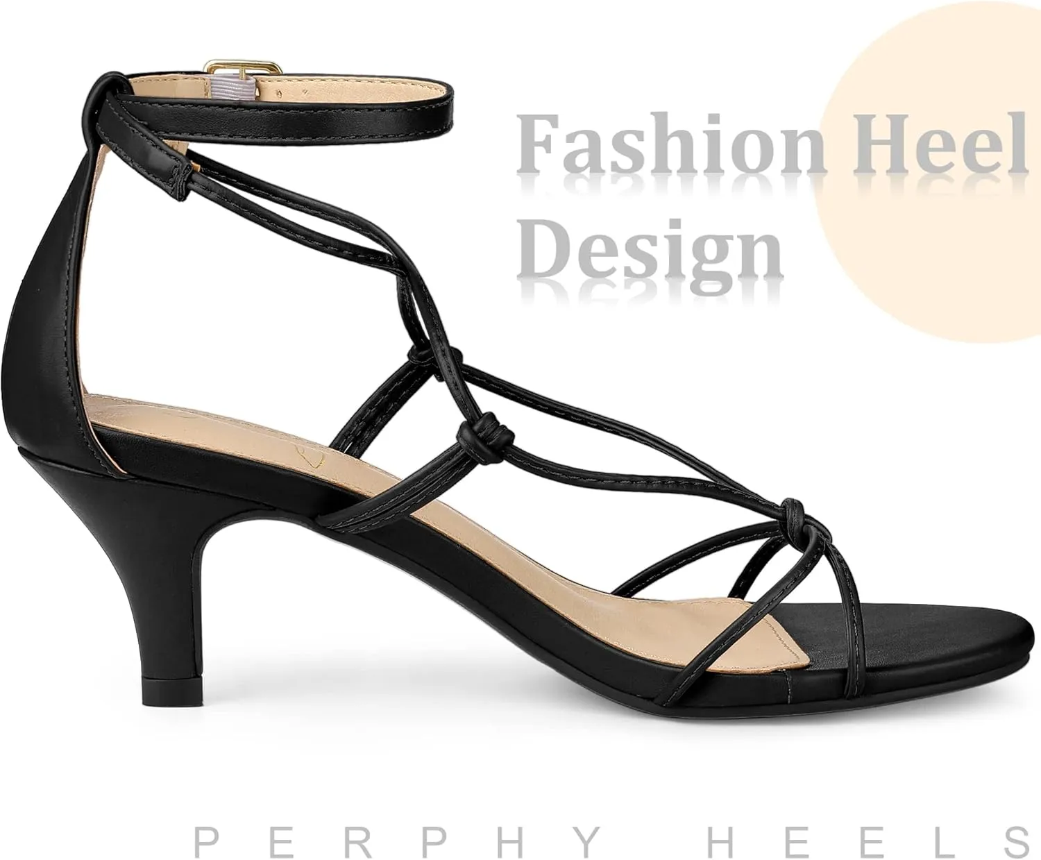 Perphy Strappy Knot Ankle Strap Kitten Heels Sandals for Women