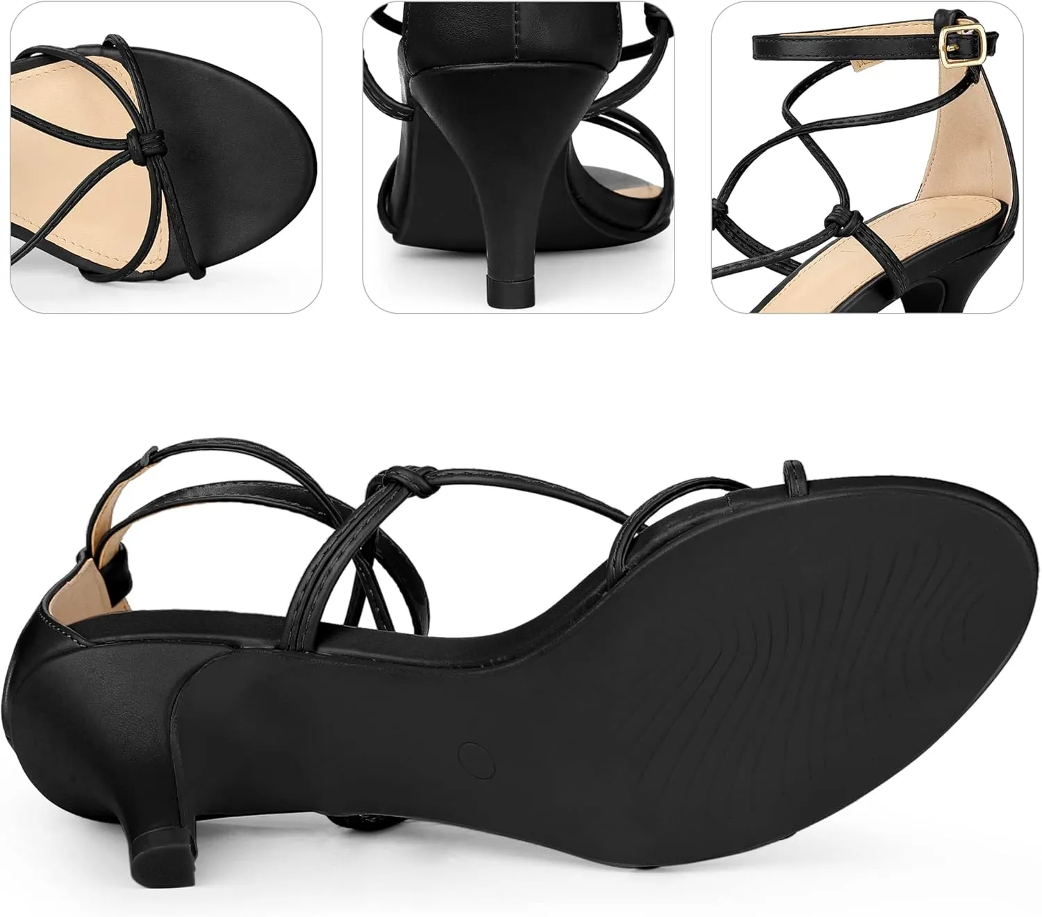 Perphy Strappy Knot Ankle Strap Kitten Heels Sandals for Women