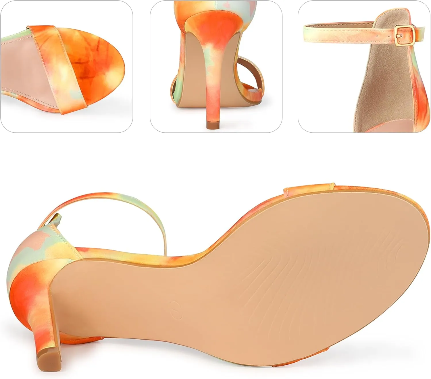Perphy Tie Dye Ankle Strap Stiletto Heels Sandals for Women