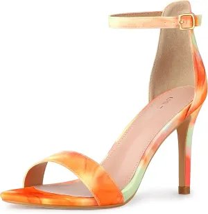 Perphy Tie Dye Ankle Strap Stiletto Heels Sandals for Women