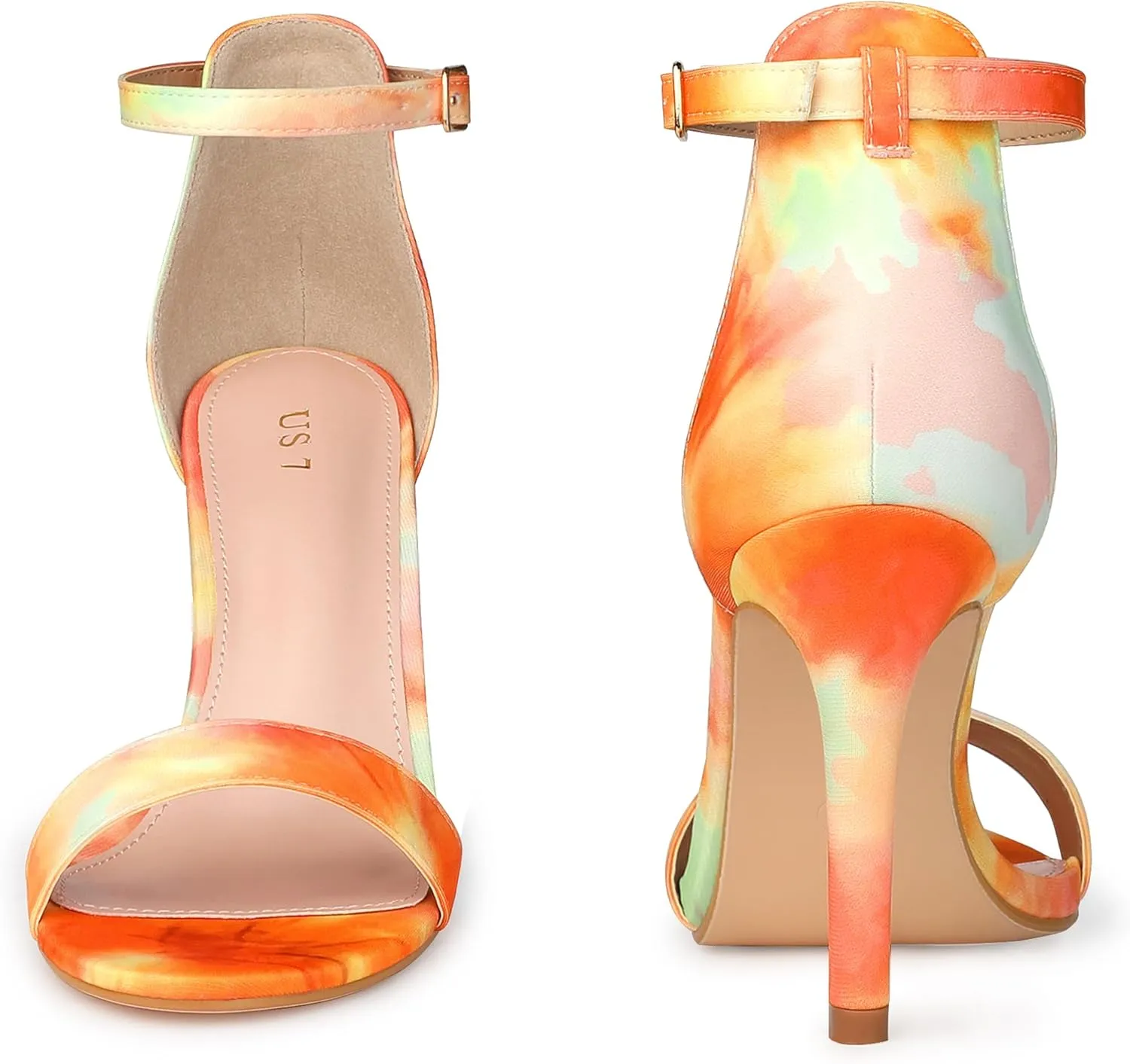 Perphy Tie Dye Ankle Strap Stiletto Heels Sandals for Women