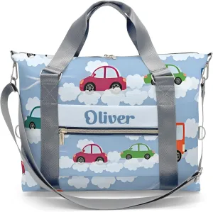 Personalized Gym Bag for Girls Teens,Car Cloud Custom Dance Bag Overnight Small Duffel Bag Carry On Weekend Sports Travel Bag for Practice Gymnastics Ballet