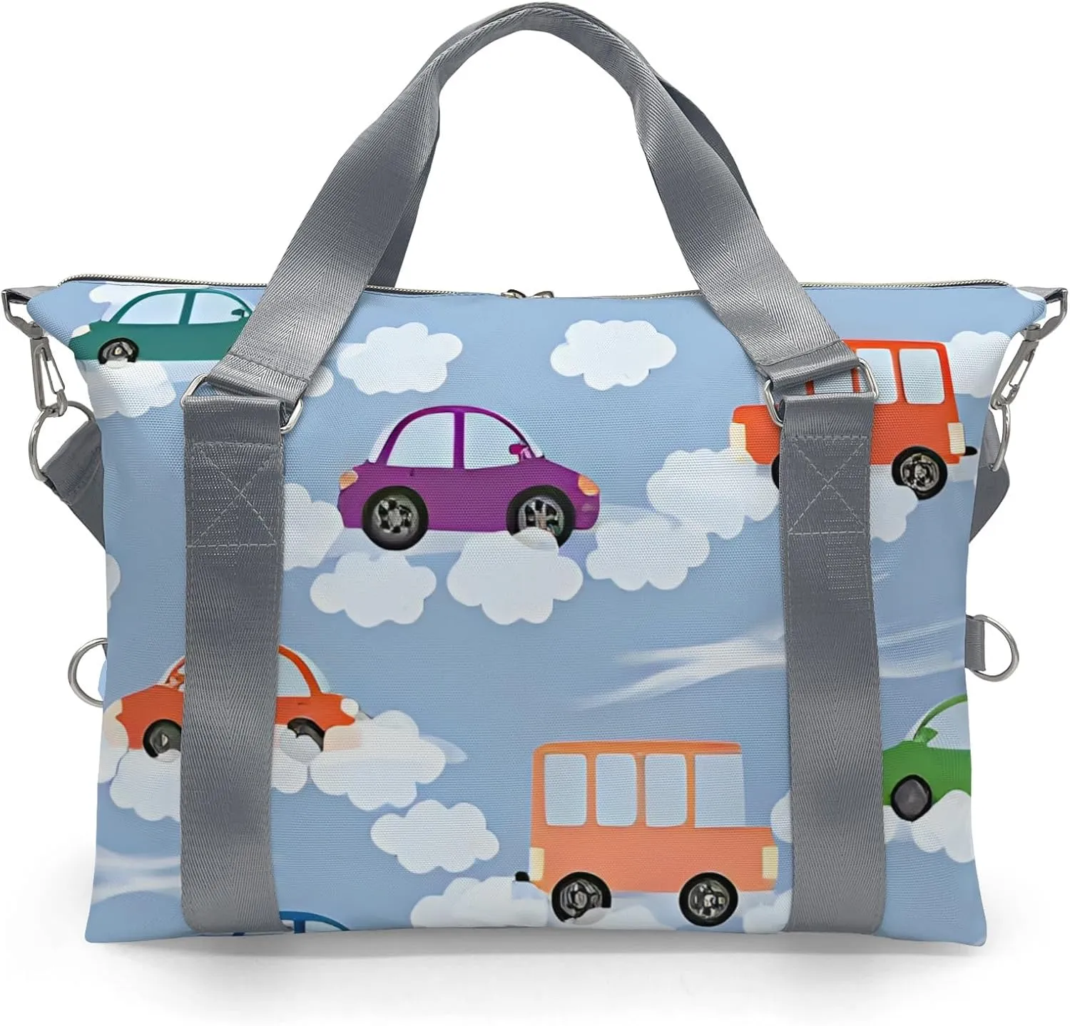 Personalized Gym Bag for Girls Teens,Car Cloud Custom Dance Bag Overnight Small Duffel Bag Carry On Weekend Sports Travel Bag for Practice Gymnastics Ballet
