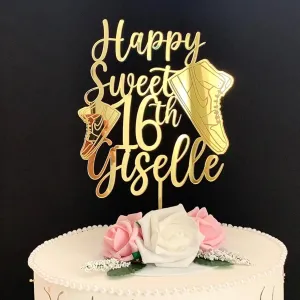 Personalized Sneaker Cake Topper, Custom Basketball Shoes, Тeenager Cake, Jordan 1, Teen Birthday, Custom Name and Age, Happy Sweet 16, Cake Centerpiece, Birthday Decor, Sweet Sixteen Party, Any Age