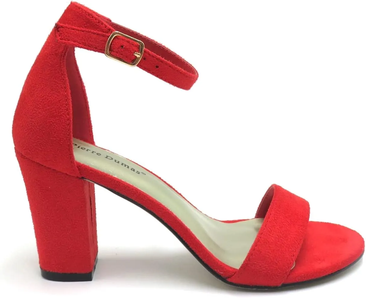 Pierre Dumas Women's Open Toe Ankle Strap Chunky Block Heel Sandals