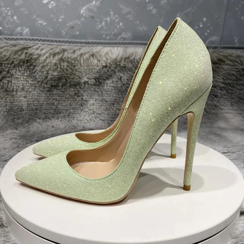 PINK SEQUIN high heels jewelry shiny women's wedding high heels