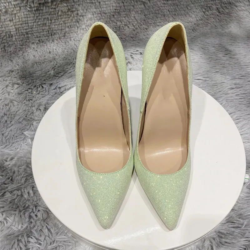 PINK SEQUIN high heels jewelry shiny women's wedding high heels