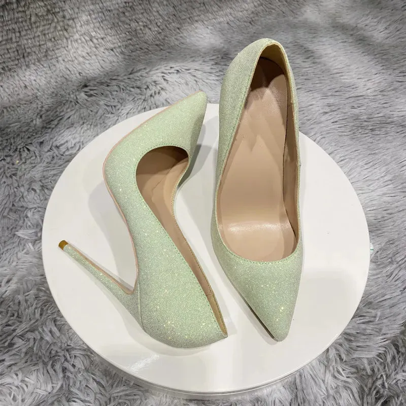 PINK SEQUIN high heels jewelry shiny women's wedding high heels