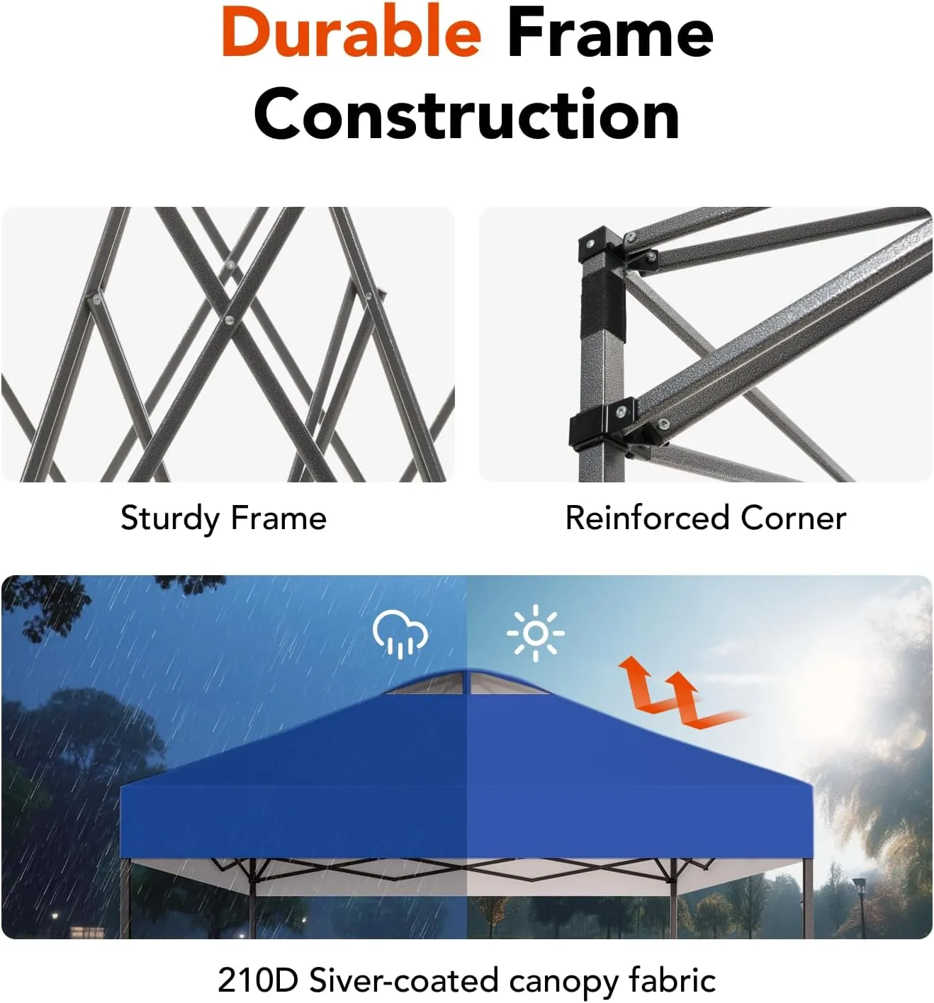 Pipishell 10x10 Pop Up Canopy Tent, Portable Outdoor Canopy, One-Person Setup, UV-Resistant & Waterproof Easy Up Canopy with Guylines, Stakes & Sandbags, Beach Canopy with 3 Height Levels, Blue